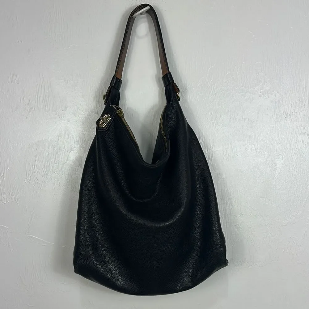 Reed Krakoff Black Leather Gold Tone Hardware Hobo Bag